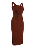 [Pre-Sale] 2PCS 1960s Solid Bodycon Dress & Floral Outwear