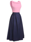3PCS Pink 1960s Bow Blouse & Spaghetti Dress & Umbrella Skirt