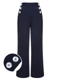 [Pre-Sale] Dark Blue 1950s Solid Button Straight Pants