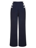 [Pre-Sale] Dark Blue 1950s Solid Button Straight Pants