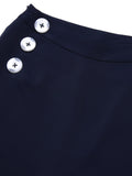 [Pre-Sale] Dark Blue 1950s Solid Button Straight Pants