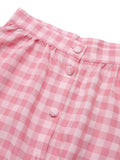 2PCS 1950s Pink Plaid Skrit & Romper With Belt