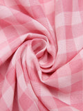 1950s Pink Plaid Button Skirt With Belt