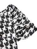 [Pre-Sale] Black 1950s Houndstooth Short Sleeve Belted Dress