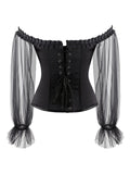 Black Steampunk Ruffle Off-Shoulder Corset