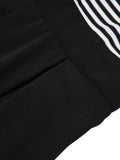 [Pre-Sale] Black 1950s Stripe Lapel Halter Patchwork Dress