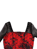 1950s Halloween Mesh Patchwork Long Sleeve Dress