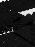 Black 1960s Contrasting Heart Knitting Dress