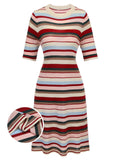 1960s Multicolor Stripes Knitted Dress
