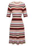 1960s Multicolor Stripes Knitted Dress