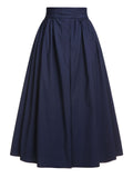 Dark Blue Gray 1960s Solid Umbrella Skirt