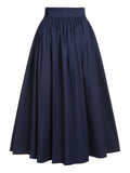 Dark Blue Gray 1960s Solid Umbrella Skirt