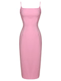 3PCS Pink 1960s Bow Blouse & Spaghetti Dress & Umbrella Skirt