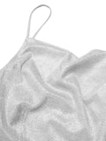 Silver 1960s Spaghetti Strap Sparkling Mini Dress
