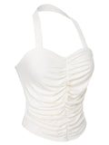 [Pre-Sale] White 1950s Solid Pleated Halter Top