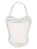 [Pre-Sale] White 1950s Solid Pleated Halter Top