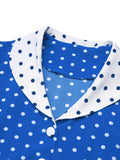 [Pre-Sale] Blue & White 1940s Polka Dot Lapel Dress