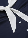 [Pre-Sale] Dark Blue & White 1940s Sailor Collar Dress