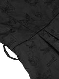 [Pre-Sale] Black 1960s Sleeveless Butterflies Belted Solid Dress