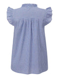 Blue 1950s Ruffles Plaid Blouse