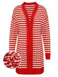 Red & White 1940s Stripe Knitted Cardigan