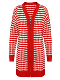 Red & White 1940s Stripe Knitted Cardigan