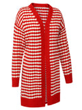 Red & White 1940s Stripe Knitted Cardigan