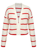 Red & White 1950s Stripe Knitted Cardigan