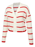 Red & White 1950s Stripe Knitted Cardigan