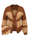 Brown 1940s Patchwork Long Sleeve Sweater