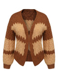 Brown 1940s Patchwork Long Sleeve Sweater