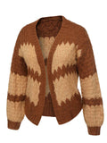 Brown 1940s Patchwork Long Sleeve Sweater