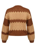 Brown 1940s Patchwork Long Sleeve Sweater