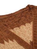 Brown 1940s Patchwork Long Sleeve Sweater