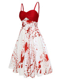 Red&White 1950s Halloween Blood Dress