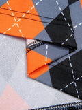 Orange 1960s Color Block Argyle Shift Dress
