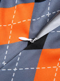 Orange 1960s Color Block Argyle Shift Dress