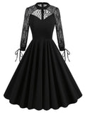 Black Halloween Lace Embroidered Patchwork Dress