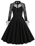 Black Halloween Lace Embroidered Patchwork Dress