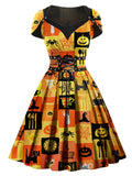 1950s Halloween Lace-Up Peter Pan Collar Dress