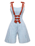 Light Blue 1950s Plaid Camisole Romper