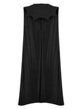 Black 1950s Solid Color Bat Cloak