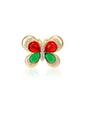 Vintage Colorful Butterfly Diamond Brooch