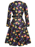 Black Halloween Pumpkins V-Neck Dress