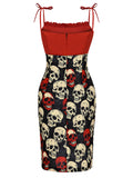 Red 1960s Halloween Skull Strap Dress