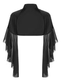 Black 1930s Halloween Patchwork Sheer Coat