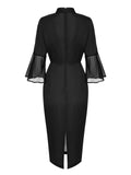 Black 1960s Halloween Spider Net Bell Pencil Dress