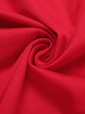 [Pre-Sale] Red 1960s Shirring Bow Solid Wrap Dress