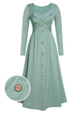 Green 1950s V-Neck Chest Cross Straps Dress