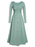 Green 1950s V-Neck Chest Cross Straps Dress